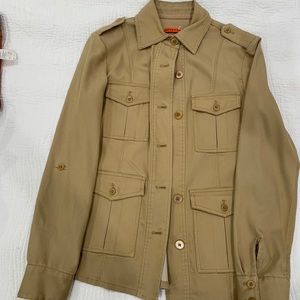 Alice and Olivia. Tencel safari jacket/button down. Beige. Dry clean only.